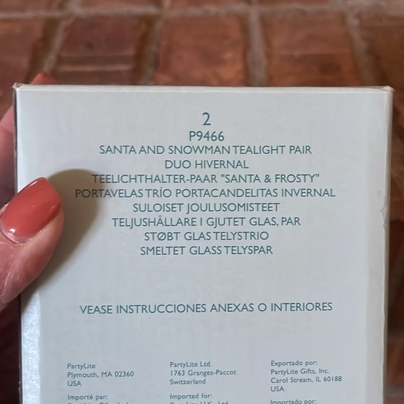 NIB PartyLite Santa & Snowman Glass Tealight Pair P9466 - Picture 8 of 8